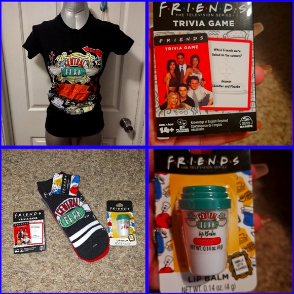 F.R.I.E.N.D.S Accessories 6pc BUNDLE Tee/Trivia Game/3pk Socks/ Lipbalm NWT - Picture 1 of 10